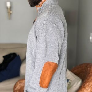 Gray Orvis Pullover w/ Tan Leather Elbow Patches